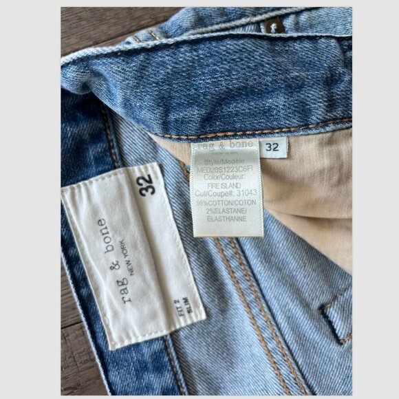 Rag & Bone Fit 2 Slim High Rise Jeans Size 32 Fire Island Button Fly Denim - Picture 3 of 8